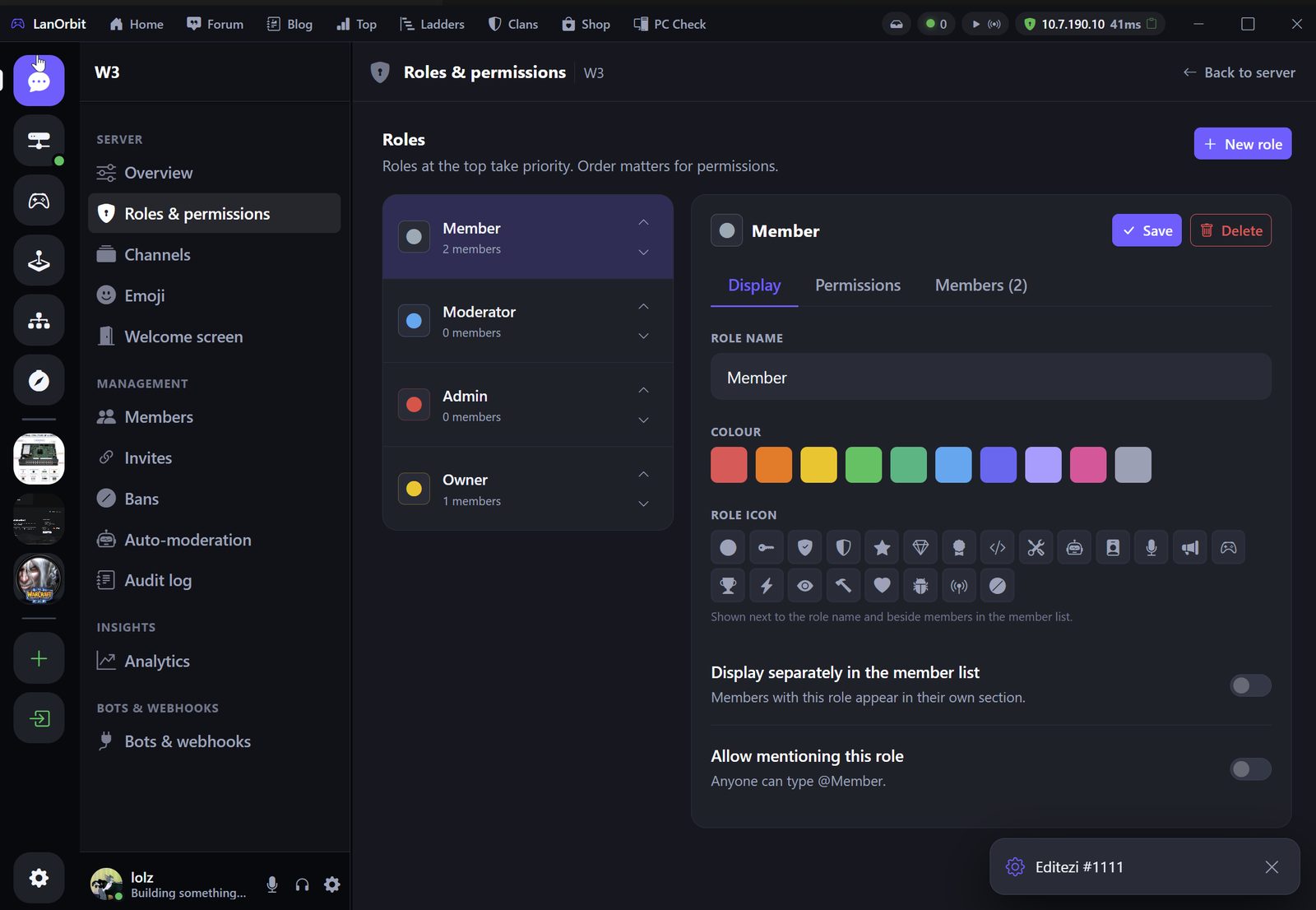 Roles & permissions